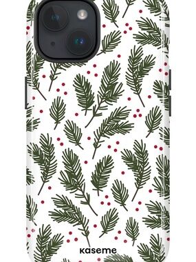 Kaseme Pine Branch Pattern Phone Case in Green & Red - Pixel 7